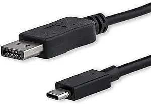 Startech.Com 6ft/1.8m USB C To Displayport 1.2 Cable 4K 60Hz - USB-C To DP Adapter HBR2 - USB Type-C DP Alt Mode To DP Monitor Video Cable (CDP2DPMM6B) - Limited Stock, See Similar Item CDP2DP2MBD