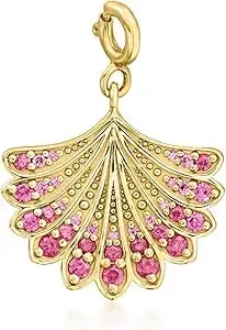 Ross-Simons 0.60 Ct. T.W. Rhodolite Garnet Seashell Charm In 18kt Gold Over Sterling