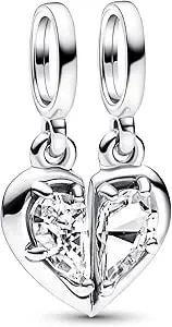 Pandora Signature Charms Double Pendant For Women - Sterling Silver, Love, Circle Shape, Ideal For Wedding, Christmas, Birthday, Anniversary - 1 Count, 1.4 Grams, 1 Package