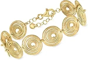 Ross-Simons Italian 18kt Gold Over Sterling Spiral Station Bracelet. 7 Inches