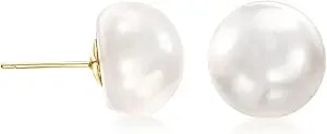 Ross-Simons 12-13mm Cultured Button Pearl Stud Earrings In 14kt Yellow Gold