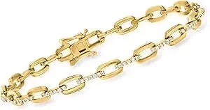 Ross-Simons 0.80 Ct. T.W. Cz Paper Clip Link Bracelet In 18kt Gold Over Sterling