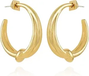 Vince Camuto Goldtone Knotted Open C Hoop Earrings