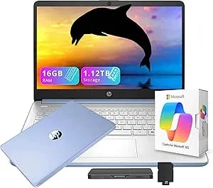 Hp Flagship 14" Hd Student&Business Laptop With Ai Copilot, 13th Gen Intel 4-Core, 16gb Ram, 1.12tb Storage (128gb Ufs + 1tb Docking Station), 1 Year Office 365, Wi-Fi 6, Win 11 S, Sky Blue