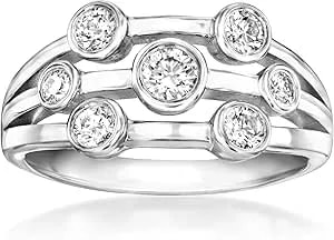 Ross-Simons 0.50 Ct. T.W. Bezel-Set Lab-Grown Diamond Multi-Row Ring In Sterling Silver
