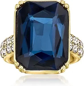 Ross-Simons 14kt Yellow Gold-Plated Ring With Simulated Sapphire And .81 Ct. T.W. Czs