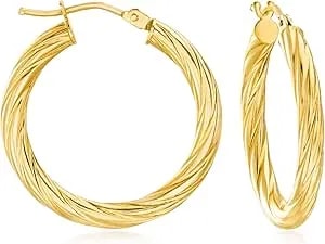 Ross-Simons Italian 18kt Yellow Gold Twisted Hoop Earrings