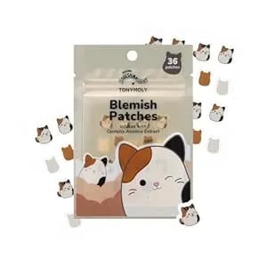 Tonymoly X Squishmallows Cam The Calico Cat Blemish Patches – Centella Asiatica Hydrocolloid Acne Treatment Stickers For Face – Cute K-Beauty Pimple Patch – 36 Count