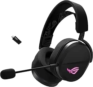 ASUS ROG Pelta Wireless Gaming Headset With Detachable Mic – Tri-Mode (BT, 2.4GHz, USB-C) 50mm Titanium-Plated Drivers, 70Hr Battery, Ergonomic, Lightweight, For PC, PS5, PS4, Switch, Mobile - Black
