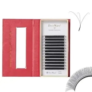 Decemars W Eyelash Extensions 3d Premade Volume Fans 0.07mm D Curl 14mm W Lashes Natural Soft Easy Fanning Yy Eye Lashes Matte Black False Lashes Cluster (W-3d-0.07-D-14mm)