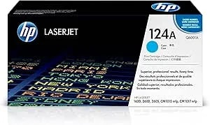 HP Original 124A Cyan Toner Cartridge Works Color Laserjet 1600, 2600, 2605 Series, Color Laserjet MFP CM1015, CM1017 Series Q6001A