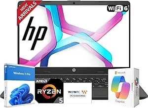 HP 2026 New Business Laptop With MS 365 For The Web, AMD Ryzen 5 7000-Series Processor, 15.6" FHD LED Display, 8GB RAM, 512GB PCIE, Fast Charging Speed, Wi-Fi 6, 14.5-Hour Battery Life, Windows 11 Pro