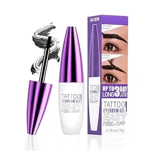 Tattoo Eyebrow Gel Easy Peel Off, Waterproof & Long-Wearing Brow Gel For Women Makeup, Easy Application For Fuller & Defined Looking Brows (04 Black)