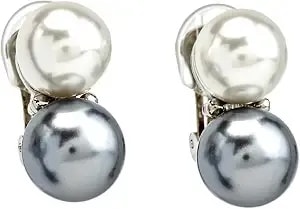 Kenneth Jay Lane, 14mm Double Pearl Earring With 2 Crystal Accents, Gold Or Silver Setting. Pierced Or Clip