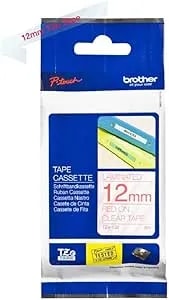 Brother Tze-132 Labelling Tape Cassette, Red On Clear, 12 Mm (W) X 8 M (L), Laminated, Brother Genuine Supplies