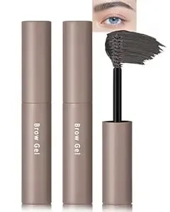 Grey Brown Tinted Brow Gel Kit 2pcs, Waterproof Long Lasting Liquid Eye Brow Gel, Creamy Eyebrow Mascara, Volumizing Enhance Nature Eyebrow Makeup For All Skin Women,Mother'S Day Present-02 Grey Brown