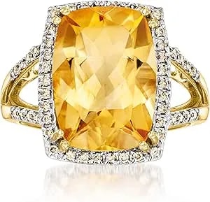 Ross-Simons 5.00 Carat Citrine And .30 Ct. T.W. Champagne Diamond Ring In 14kt Yellow Gold