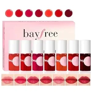 Bayfree Lip Tint Stain Set, 7 Pcs Lip Stain Long Lasting Waterproof, Lightweight, Non-Sticky, Transfer-Proof, Matte Finish (Fruit Land)