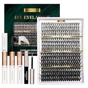 Lash Clusters 320pcs 12-20mm 30d+40d+80d+100d Diy Eyelash Extensions Kit Natural Individual Lashes Thick Volume Eyelash Clusters D Curly Lash Extension Kit With Bond + Seal + Remover + Tweezers-4