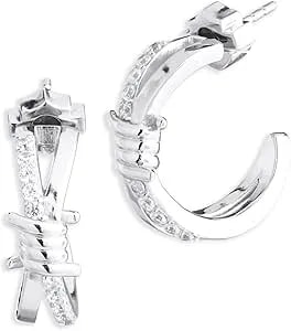 Harley-Davidson Women'S Bling Twisted Wire Hoop Earrings - Sterling Silver