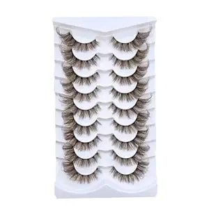 Brown Eyelashes Fairy Lashes Cat Eye Wispy False Eyelashes Strip Lashes Mink Flutter 9 Pairs Lashes Brown Fox Eye Long Volume Fake Eyelashes By muqiu37 (mq613)
