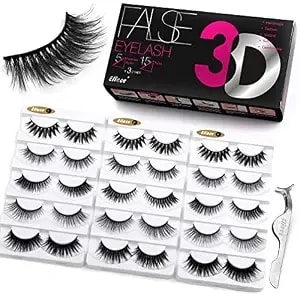 Eliace 3d Mink Lashes Natural Look 5 Mixed Styles 15 Pairs Fake Eyelashes Bulk Pack Handmade Luxurious Volume Fluffy Natural Eyelashes Comfortable And Soft Strip False Eye Lashes For Women