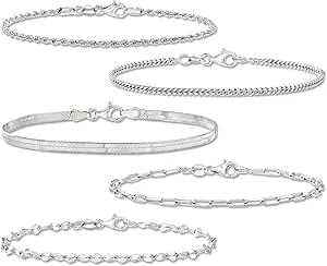 Ross-Simons Italian Sterling Silver Jewelry Set: 5 Chain Bracelets