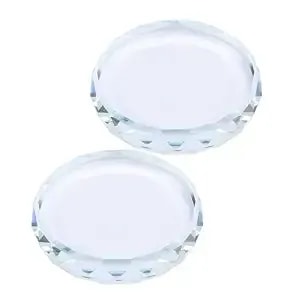 2 Piece Eyelash Adhesive Grafting Tray, Crystal Jade Cushion Holder, Eyelash Extension Makeup Tool, Transparent Glass Nail Color Palette, Suitable For Salon Home Use (Round Glass)