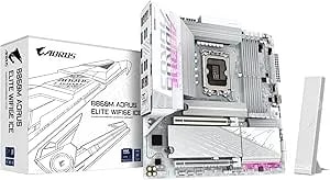 Gigabyte b860m Aorus Elite wifi6e Ice Intel Core Ultra (Series 2) Lga 1851 Motherboard, Matx, ddr5, 3x M.2, Pcie 5.0, Usb-C, wifi6e, 2.5gbe Lan, Ez-Latch