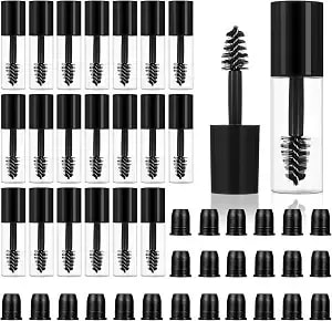 27pcs Empty Mascara Tubes With Wand, 3ml Mini Empty Mascara Bottles With Brush Rubber Inserts Sample Size Travel Containers Eyelash Growth Packing With Leak-Proof Rubber Plugs Black