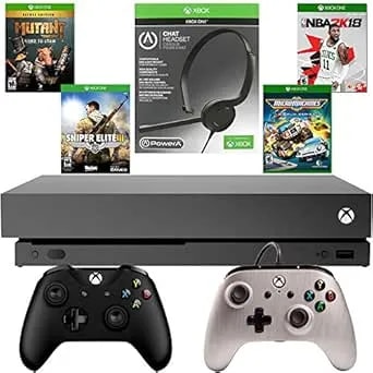 Microsoft Xbox One X 1tb, 4k Ultra Hd Gaming Console (Black) With Nba 2k18, Mutant Year Zero, Micro Machines, Sniper Elite 3 Bundle (Renewed)