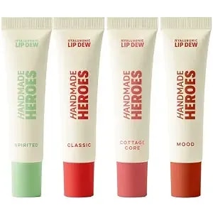 Handmade Heroes 100% Natural Vegan Tinted Lip Gloss With Hyaluronic Acid - Lightweight Moisturizing Soft Lipstick For Dry Lips - 4pc Lip Care Set