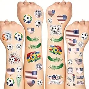 115pcs World Cup 2026 Temporary Tattoos - Soccer & 4th Of July Themes, Waterproof Sweatproof Fake Tattoo Stickers For Sports Events, Usa Patriotic Celebrations
