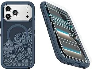 Otterbox Iphone 17 Pro Max (Only) Bundle: Defender Series Xt Clear Case & Screen Protector - Offgrid (Blue) - Snaps On Magsafe - Tough - Rugged & Durable - Non-Retail Packaging