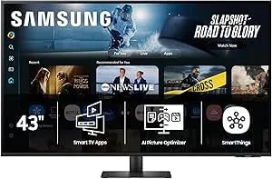 Samsung 43” Smart Monitor M7 (M70F) 4K UHD Display, Samsung Vision AI, Smart TV Apps, Gaming Hub, USB-C, HDMI And USB-A, Black, LS43FM702UNXZA, 2025