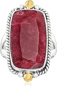 Ross-Simons 9.50 Carat Ruby Roped-Edge Ring In Sterling Silver With 18kt Gold Over Sterling