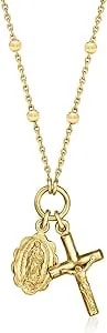 Ross-Simons Italian 18kt Gold Over Sterling Religious Charm Necklace. 18 Inches