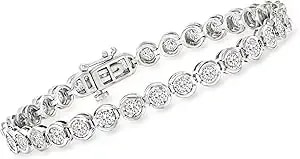 Ross-Simons 3.00 Ct. T.W. Bezel-Set Diamond Tennis Bracelet In Sterling Silver