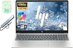 Hp 15.6" Fhd Touchscreen Business Laptop Computer, Windows 11 Laptop 8gb Ram 256gb Ssd, 8-Core Intel i3-n305 Processor, Copilot Ai Ready, Plusera Earphones & 8-In-1 Hub Included, Moonlight Blue