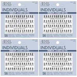 Ardell Individual Lashes Double Up - Medium Black, Diy, Cluster Eyelash Extensions, Knot-Free Eyelash Clusters, Lash Extension, 4 Pack