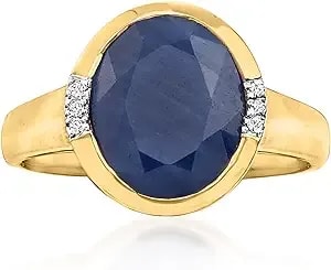 Ross-Simons 4.50 Carat Sapphire Ring With Diamonds In 14kt Yellow Gold