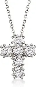Ross-Simons 1.50 Ct. T.W. Cz Cross Pendant Necklace In Sterling Silver