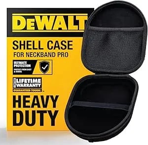 Dewalt Heavy Duty Protective Headphone Case For Neckband Earbuds, Compact Lightweight W/Eva Earphone Hard Shell Case, Headset Travel Carry Shockproof, Water-Resistant, Soft Interior & Accessory Pocket