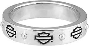 Harley-Davidson Women'S Bar & Shield Outline Band Stackable Ring, Silver hdr0497