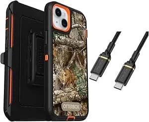 Otterbox Iphone 15 Plus (Only) Bundle: - Defender Series Case - Realtree Blaze Edge (Camo) - Holster Clip Included - Microbial Defense Protection - Usb-C To Usb-C Cable - Non-Retail Packaging