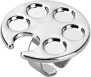 Silver Mini Manicure Palette Metal Paint Palette Finger Rings Nail Art Tools Makeup Palettes Nail Art Polish Tools, Makeup Palettes