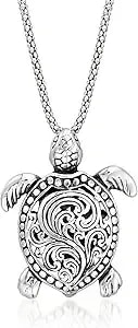 Ross-Simons Sterling Silver Bali-Style Turtle Pendant Necklace