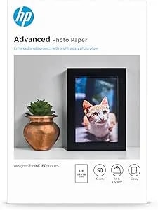 HP Advanced Photo Paper, Glossy, 4x6 In, 50 Sheets (F4T22A)