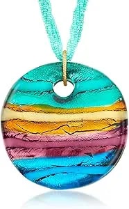 Ross-Simons Italian Multicolored Murano Glass Bead Pendant Necklace With 18kt Gold Over Sterling