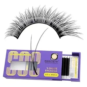 Yy Tiltspire Lash Extensions, Xfyy 0.07mm D mix8-15mm 16 Rows/Tray, Slantflying/Fox Yy, Cool Soft Lightweight Eyelashes Grafting For Lash Artists, Beauty Salon(Matte Black-0.07-D-mix8-15mm)Xfyy